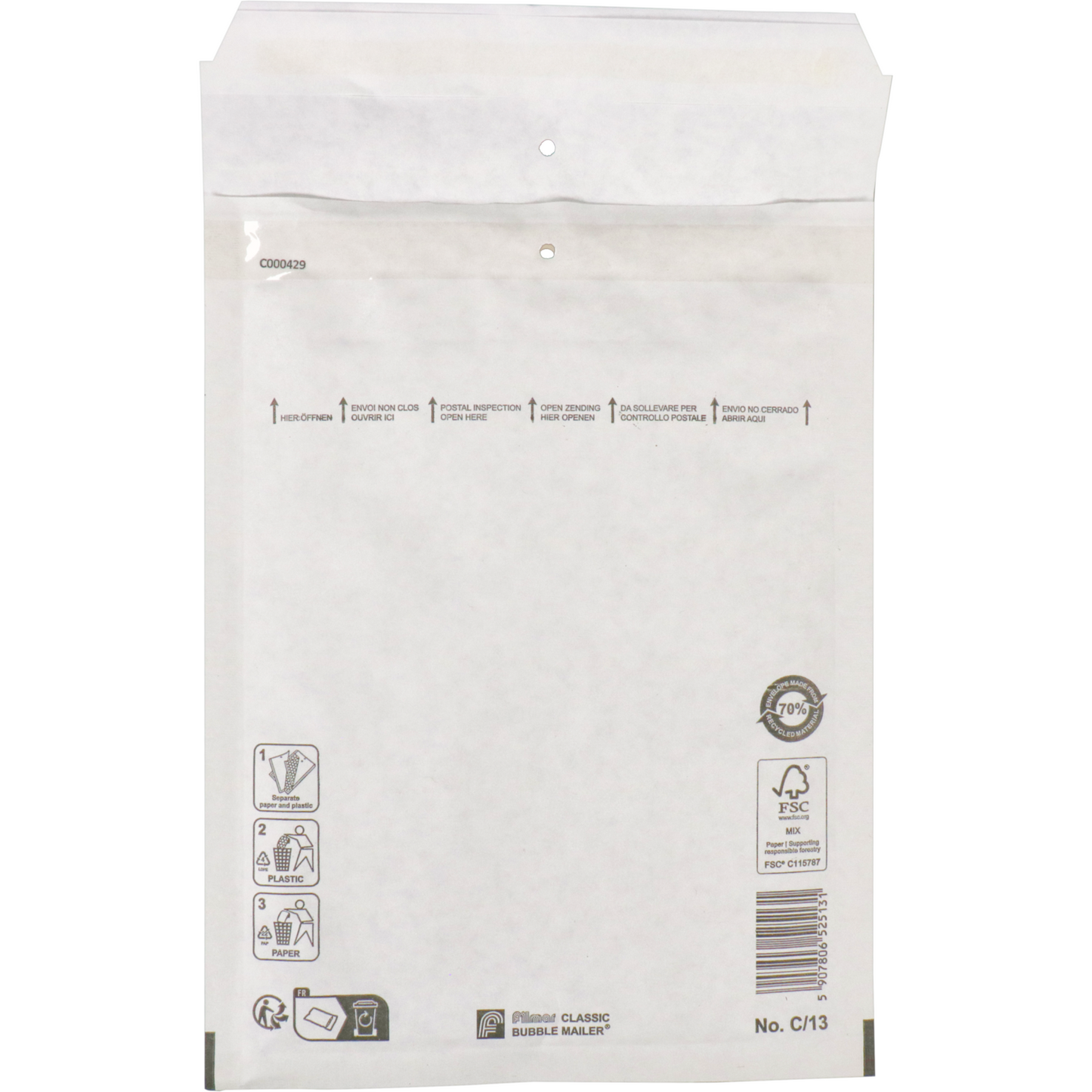 Klika - Envelop | luchtkussenenvelop | 220x150mm | C | papier + PE | wit | 100 stuks