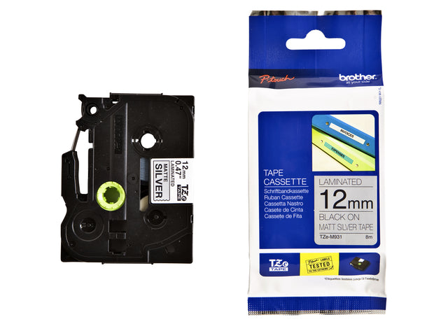 Brother - Labele brother ptouch tzem931 12mm zilver
