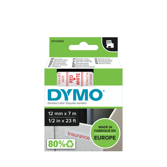 Dymo - Labele dymo labelmanager d1 polyester 12mm wit | 5 stuks