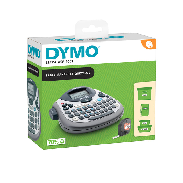 Dymo - Labelprinter dymo letratag 100t azerty 12mm zilver