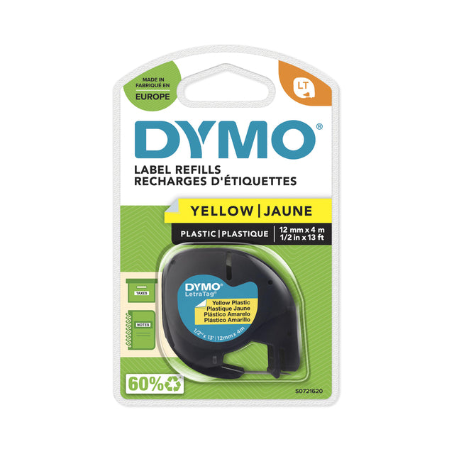 Dymo - Labele dymo letratag plastic 12mm geel