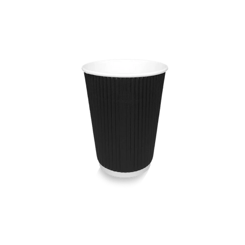 Klika - Kartonnen koffiebeker 360cc 12oz Ripple Zwart