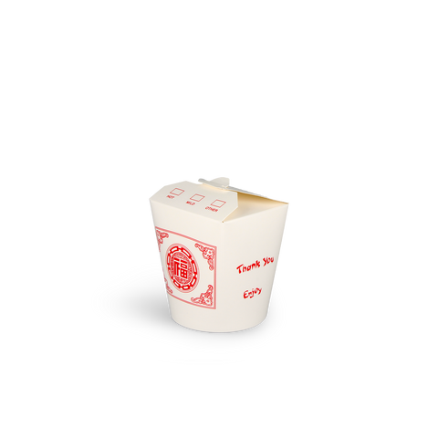 Klika - Wok to Go beker 16oz 400 ml karton wit met rood