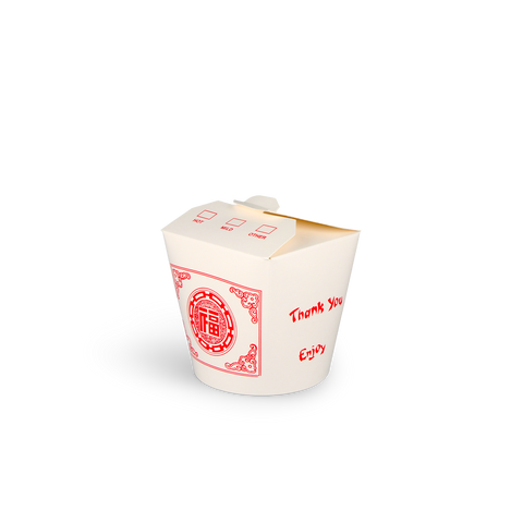 Klika - Wok to Go beker 26oz 750 ml karton wit met rood