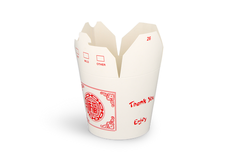 Klika - Wok to Go beker 26oz 750 ml karton wit met rood