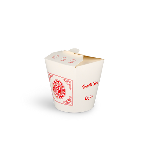Klika - Wok to Go beker 32oz 1000ml karton wit met rood
