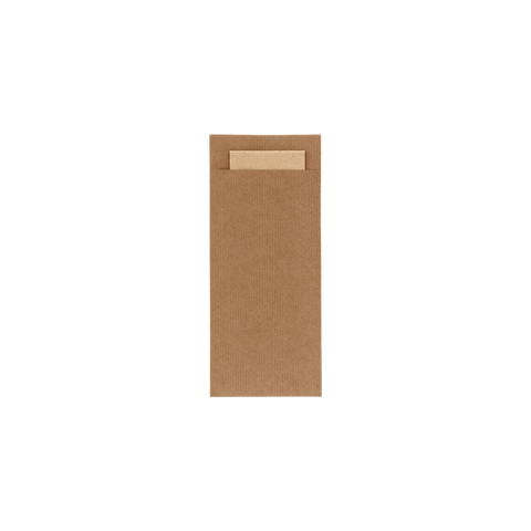 Klika - Bestekzakje pochette kraft met naturel servet