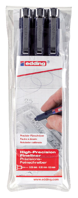 Feutre fin edding 1800 noir 0,25 mm - 0,35 mm - 0,5 mm