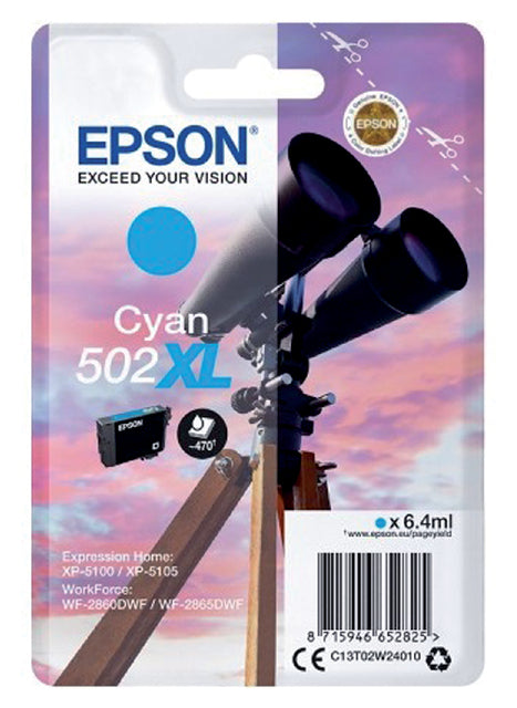 Cartouche d'encre Epson 502XL T02W2 bleu HC