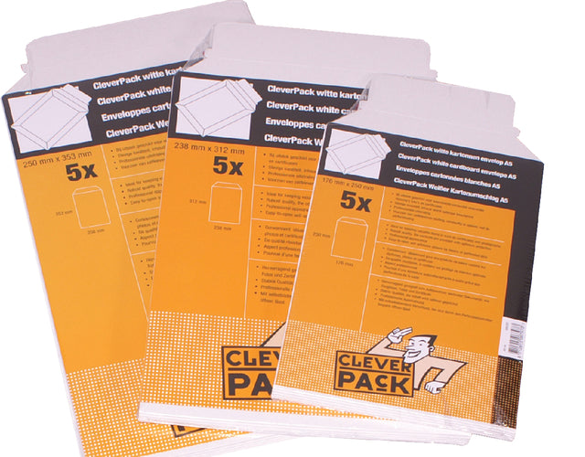 Cleverpack - Envelop cleverpack karton a4 240x315 5st wit