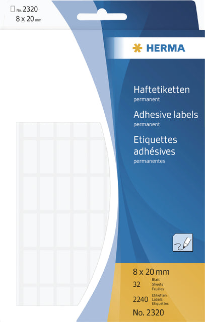 HERMA - Etiket herma 2320 8x20mm wit 2240 stuks