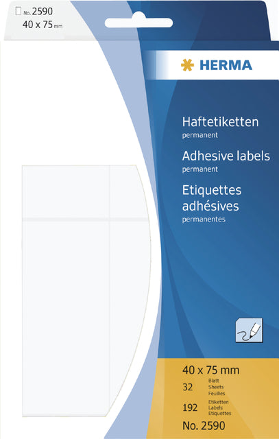 HERMA - Etiket herma 2590 40x75mm wit 192 stuks