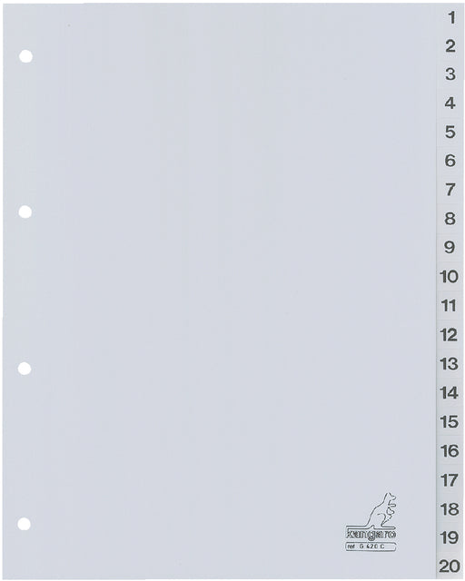 Kangaro - Tabblad kangaro 4r g420c 1 20 genummerd grijs pp | 25 stuks