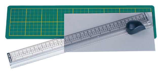 Tapis de découpe Alco avec couteau et règle 380x100mm vert