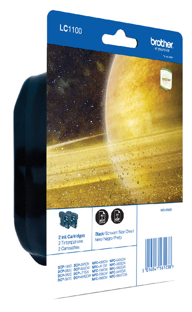 Brother - Inktcartridge brother lc-1100bk2 zwart 2x