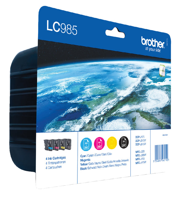 Brother - Inktcartridge brother lc-985valbp zwart + 3kleuren