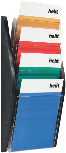 Helit - Folderhouder helit wand 4x a4 zwart
