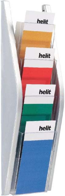 Helit - Folderhouder helit wand 4x 1 3 a4 zilver