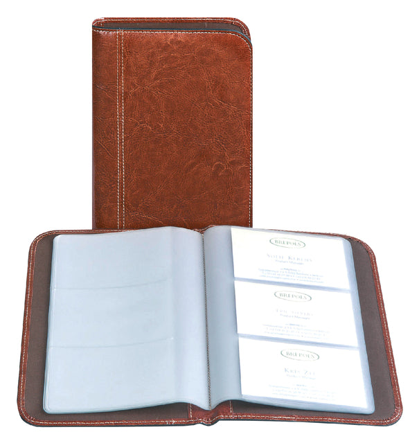 Brepols - Visitekaartenmap palermo voor 144 stuks bruin