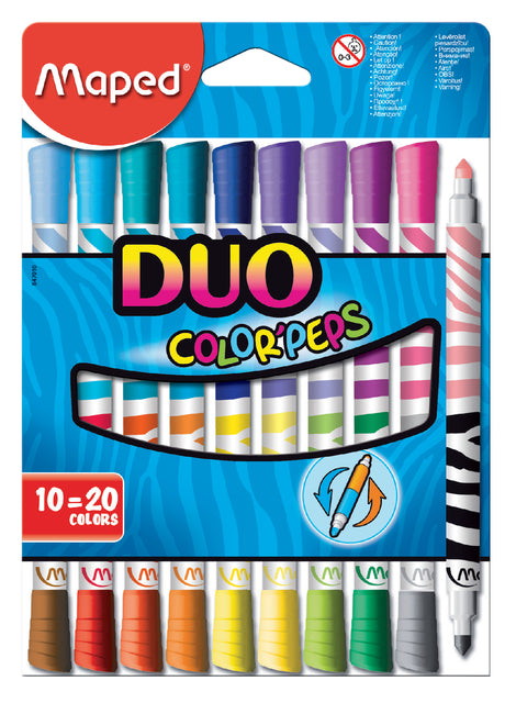 Feutres Maped Color'Peps Duo Couleurs lot de 10 pièces assorties