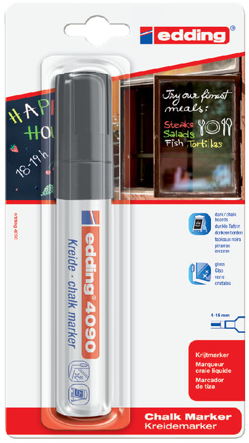 Edding - Krijtstift edding 4090 window blok 4-15mm zwart | 6 stuks