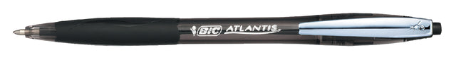 Stylo bille Bic Atlantis clip métal souple 1.0mm noir | 12 pièces