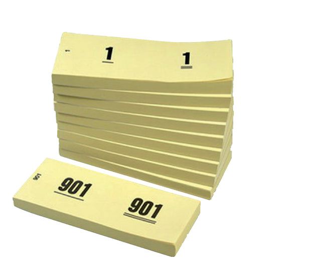 Bloc numéroté 42x105mm numérotation 1-1000 jaune 10 pièces