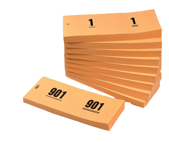 Klika - Nummerblok 42x105mm nummering 1 1000 oranje 10st | 10 stuks