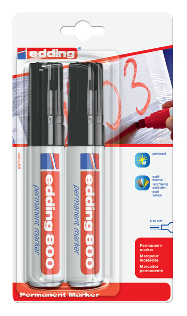 Stylo feutre edding 800 oblique noir 4-12mm blister de 2pcs
