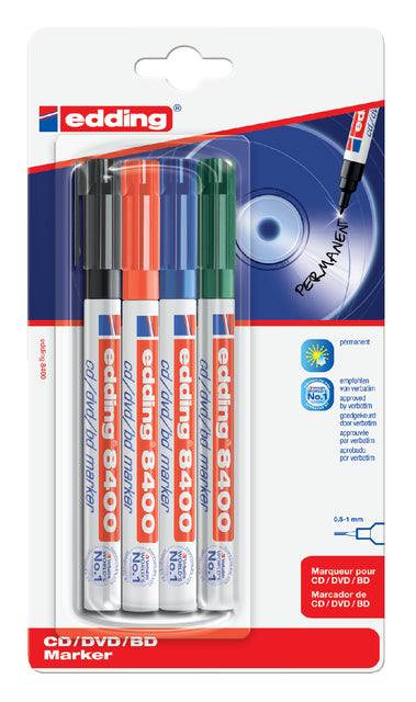 Edding - Cd marker edding 8400 rond 0.5-1mm assorti