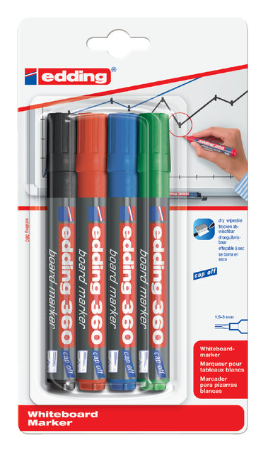 Edding - Whiteboardmarker edding 360 rond 1.5-3mm ass | 10 stuks