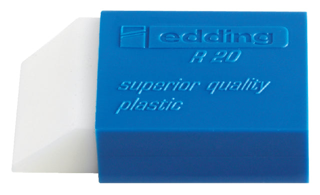 Gomme edding R20 45x24x10mm plastique blanc avec support bleu | 20 morceaux