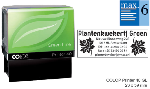 Colop - Tekststempel colop 40 green perso 6r 59x23mm