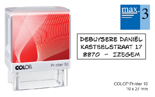 Colop - Tekststempel Printer 10 personaliseerbaar 3regels 27x10mm