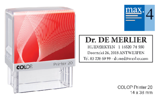 Colop - Tekststempel Printer 20 personaliseerbaar 4regels 38x14mm