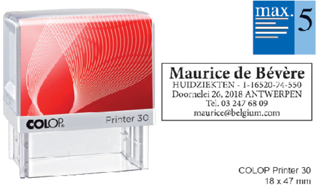 Colop - Tekststempel Printer 30 personaliseerbaar 5regels 47x18mm