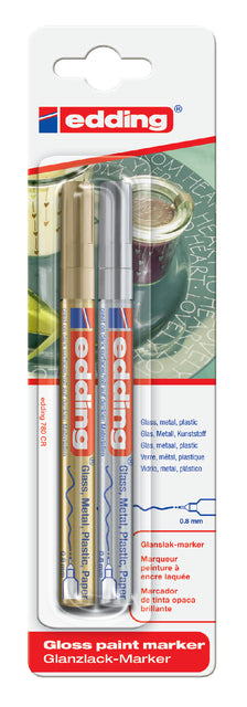 Feutres edding 780 marqueur peinture rond or/argent 0.8mm à 2pcs