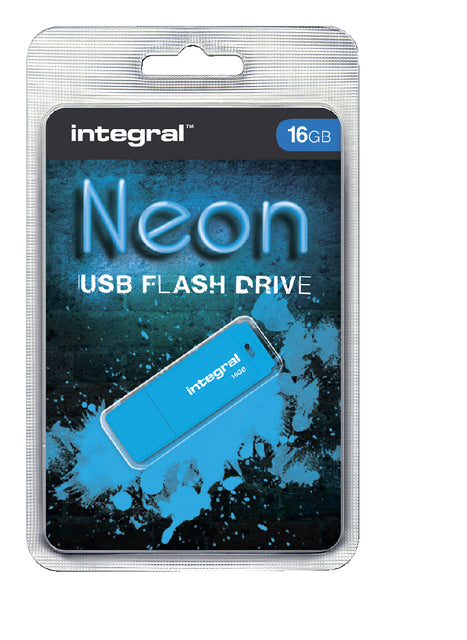 Integral - Usb stick 2.0 integral 16gb neon blauw