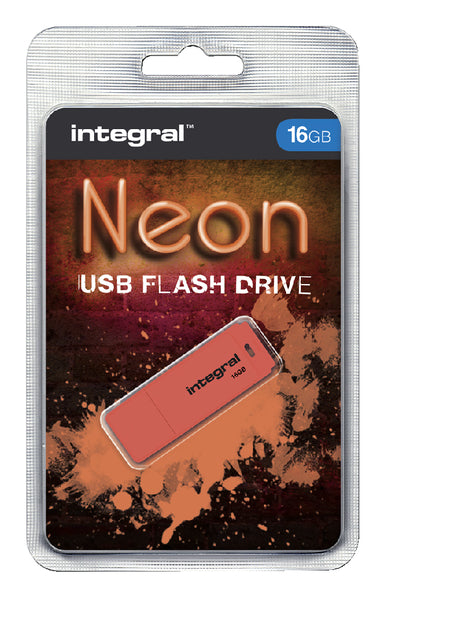 Integral - Usb stick 2.0 integral 16gb neon oranje