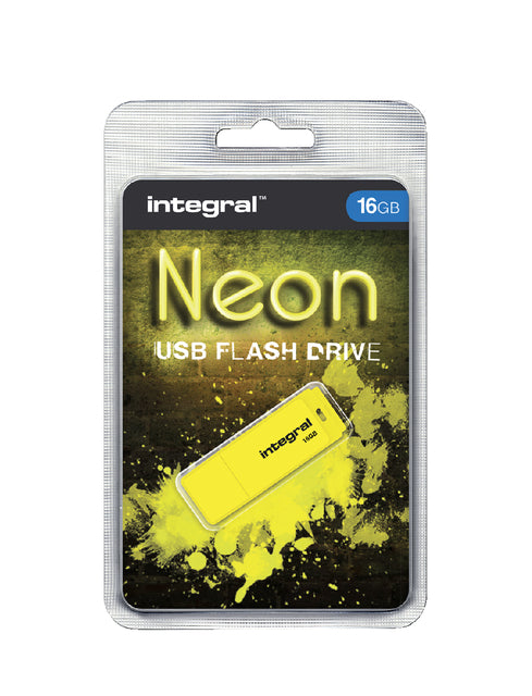 Integral - Usb stick 2.0 integral 16gb neon geel