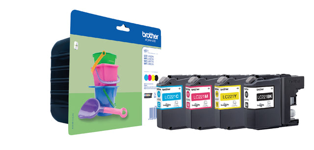 Brother - Inktcartridge brother lc-221valbp zwart + 3kleuren
