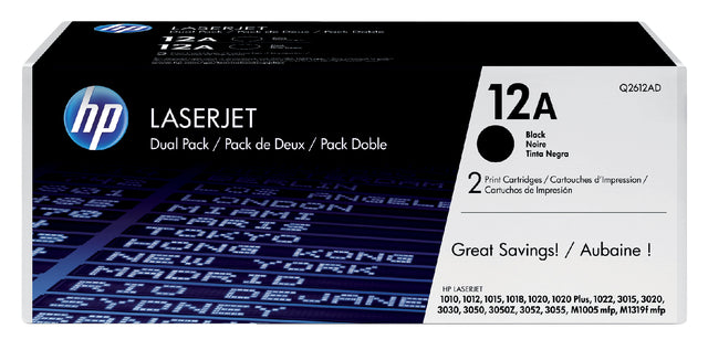 HP - Tonercartridge hp q2612ad 12a zwart 2x