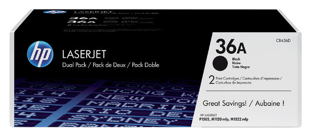 HP - Tonercartridge hp cb436ad 36a zwart 2x