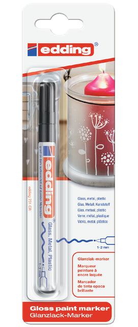 Edding - Viltstift edding 751 lak rond 1-2mm blist1 zwart