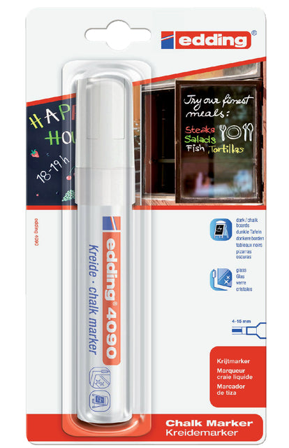 Edding - Krijtstift edding 4090 window blok 4-15mm wit | 6 stuks