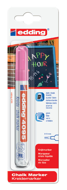 Marqueur craie edding 4095 rond rose fluo 2-3mm blister