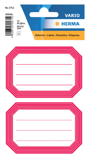 HERMA - Etiket herma 5712 82x55mm schrift rode rand 12st | 10 stuks