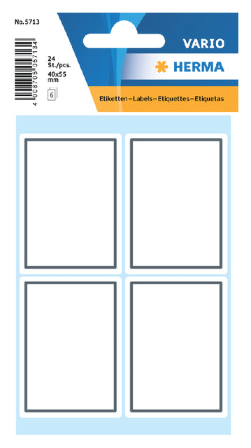 Étiquette HERMA 5713 40x55mm script cadre gris 24 pièces