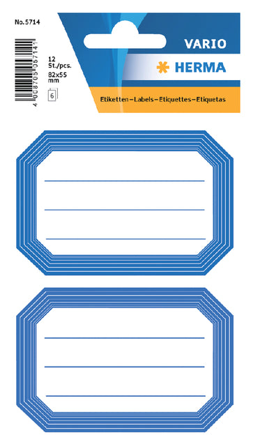 Étiquette HERMA 5714 82x55mm écriture bord bleu 12 pièces