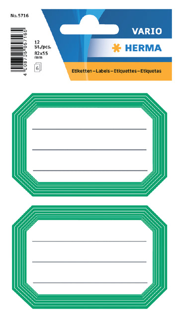 HERMA - Etiket herma 5716 82x55mm schrift groene rand 12st | 10 stuks
